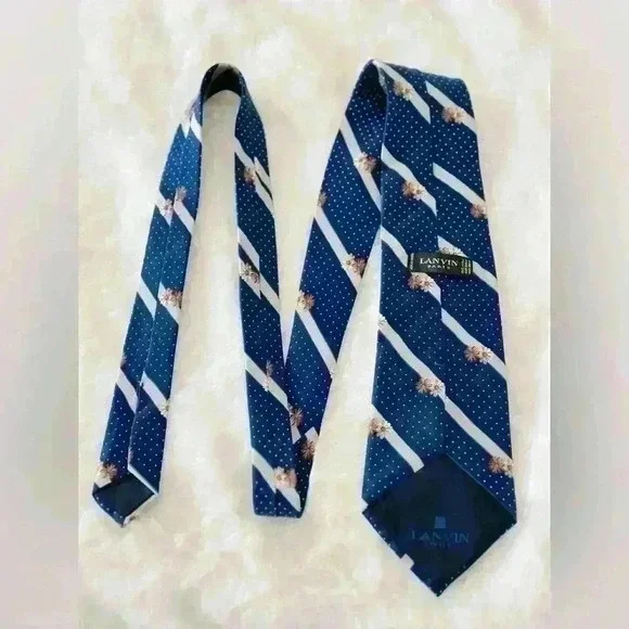 Lanvin Men’s Tie 100% Silk Made in France - Picture 4 of 7